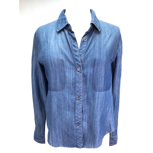 Rails Blue Distressed Denim Button Down Shirt - Picture 1 of 7
